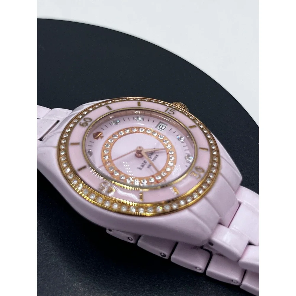Kate Spade New York Pink Seaport Grand Crystal Enamel Bracelet Watch (38mm)